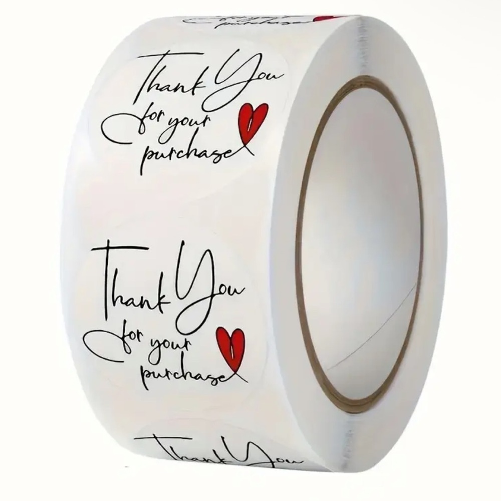 NWT 500 Thank You Stickers Red and White